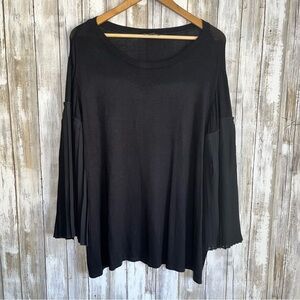 Lane Bryant Black Accordion Long Sleeve Blouse Women’s 22/24